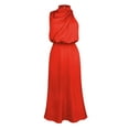 thumbnail image 6 of formal Dresses for Women Prom Dress Elegant Women's Fashion Sexy Solid Color Bodycon Round Neck Short Sleeve Casual Long Dress, 6 of 6