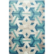Ladole Rugs Irish Snowflake Pattern Area Rug Carpet in Blue Aqua Beige (7'10" x 10'5", 240cm x 320cm)