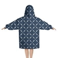 thumbnail image 2 of Navy Blue and White Geometric Pattern Blanket Hoodies for Kids 6-13YR Oversize Wearable Blanket Hoodies for Boys Girls Teens, 2 of 7