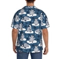 thumbnail image 3 of Uemuo Snow Penguin Pattern Cotton Linen Short Sleeve Shirts,Casual Lightweight Button Down Shirts,Vacation Beach Summer Tops-Medium, 3 of 7