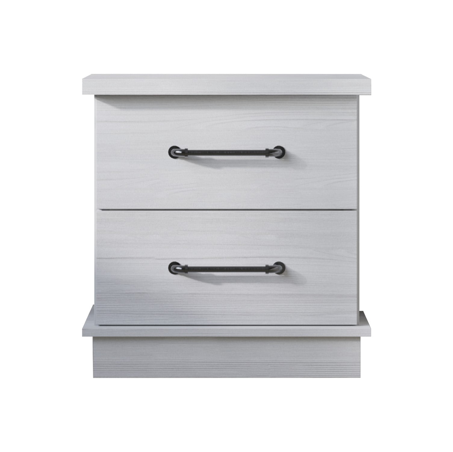 Home Design Herne Nightstand with 2 Spacious Drawers and Wide Surface, White, Easy Assembly