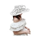 thumbnail image 2 of Wuxian Straw Hats For Women Solid Color Bow Wide Brim Summer Dress Hat Shapeable Hollowed Out Breathable Fashionable Lightweight Foldable Party Vacation Beach Sun Hat ,White,One Size, 2 of 5