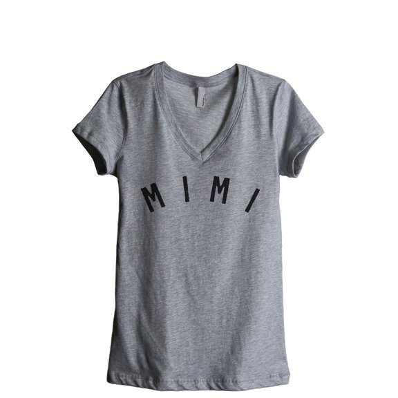 Simply Mimi Women's Fashion Relaxed V-Neck T-Shirt Tee Heather Grey Small