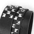 thumbnail image 3 of SWSMCLT Women's Checkerboard Punk Rock Style Faux Leather Belt Casual Fashion Thick Studded Belts Black X-Small-Large, 3 of 4
