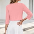 thumbnail image 7 of GUACER Women's 3/4 Sleeve Bolero Shrug, Open Front Collarless Cropped Cardigan for Wedding Guest, Bridal Party & Business Formal, 7 of 7