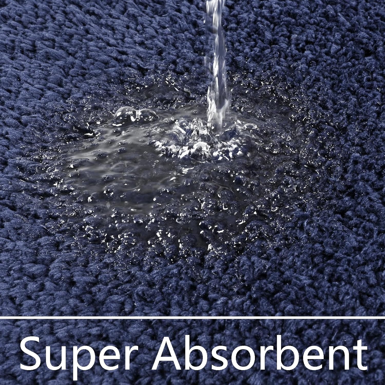 Junovo Soft Bathroom Rug Runner Absorbent Microfiber Bath Rugs for Bathroom Non Slip Bath Mat for Tub, Shower Floor,24"x70",Navy Blue