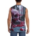 thumbnail image 4 of Balery Gothic Red Skull Cemetery Camisetas sin mangas para hombre, absorbe la humedad y protege contra el mal olor.-Small, 4 of 7