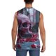 thumbnail image 4 of Fotbe Gothic Red Skull Cemetery Men's Camiseta sin Mangas Estampada para Hombres, Playera Casual para Gimnasio, Entrenamiento, Playa-X-Large, 4 of 7