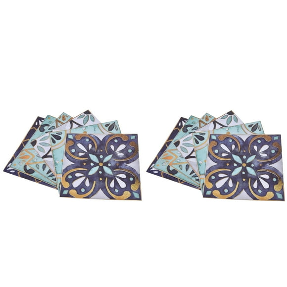 2Pack Floor Tile Stickers Self Adhesive Ceramic Tile Decor Waterproof Vintage Retro Style for Kitchen BathroomDark Green with Gilt Edging