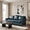 Turquoise, variant on Genuine Leather 3 Seater Sofa with Rolled Arms Nailhead Trims Solid Wooden Legs Living Room Reading Black