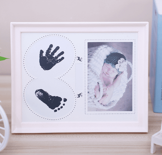 Photo Frame Kit Newborn Baby Handprint and Footprint with Clean Touch Ink Pad 
