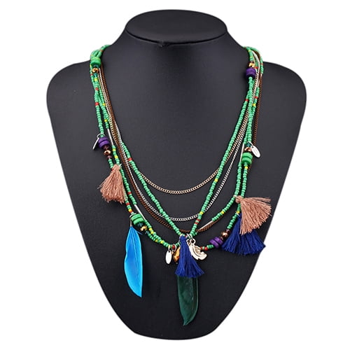 Feather sales tassel necklace