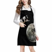 ASHLEIGH Funny A Dairy Cow Jumping over the Moon Unisex Adjustable Bib Apron with Pockets for Women Men Girls Chef for Cooking Baking Gardening Crafting