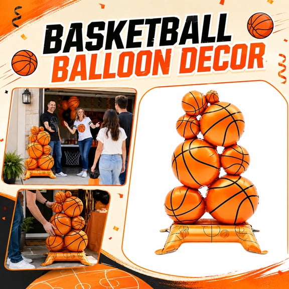 Party Decorations, Basketball Birthday Party Decorations, Balloon Centerpiece Stand, Basketball Balloons, Freestanding 60X33 Inch Inflatable Orange Display for Game Day and