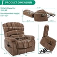 thumbnail image 5 of VIVIJASON Tall Man Large Dual Motor Power Lift Recliner Chair with Extended Footrest, Overstuffed Lay Flat Sleeper Electric Recliner W/Heat & Massage, Lumbar Pillow, USB & Type-C Ports, Brown, 5 of 8