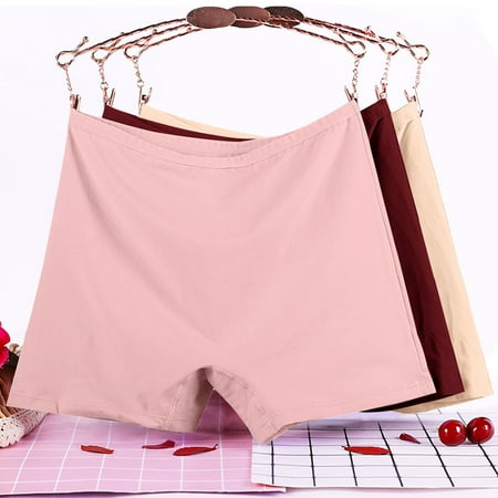 ZRGHAOYLQ Women s Cotton Boxer Underwear 3 Packs Stretch Seamless Panties Plus Size No Show Briefs High Waisted Boyshorts Panties