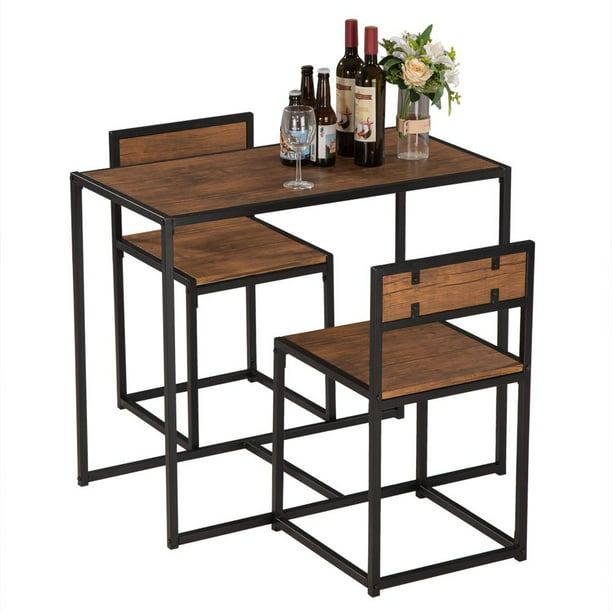 Ktaxon Industrial 3 Piece Dining Table And 2 Chair Set For Small Space In The Dining Room Or Kitchen Walmart Com Walmart Com