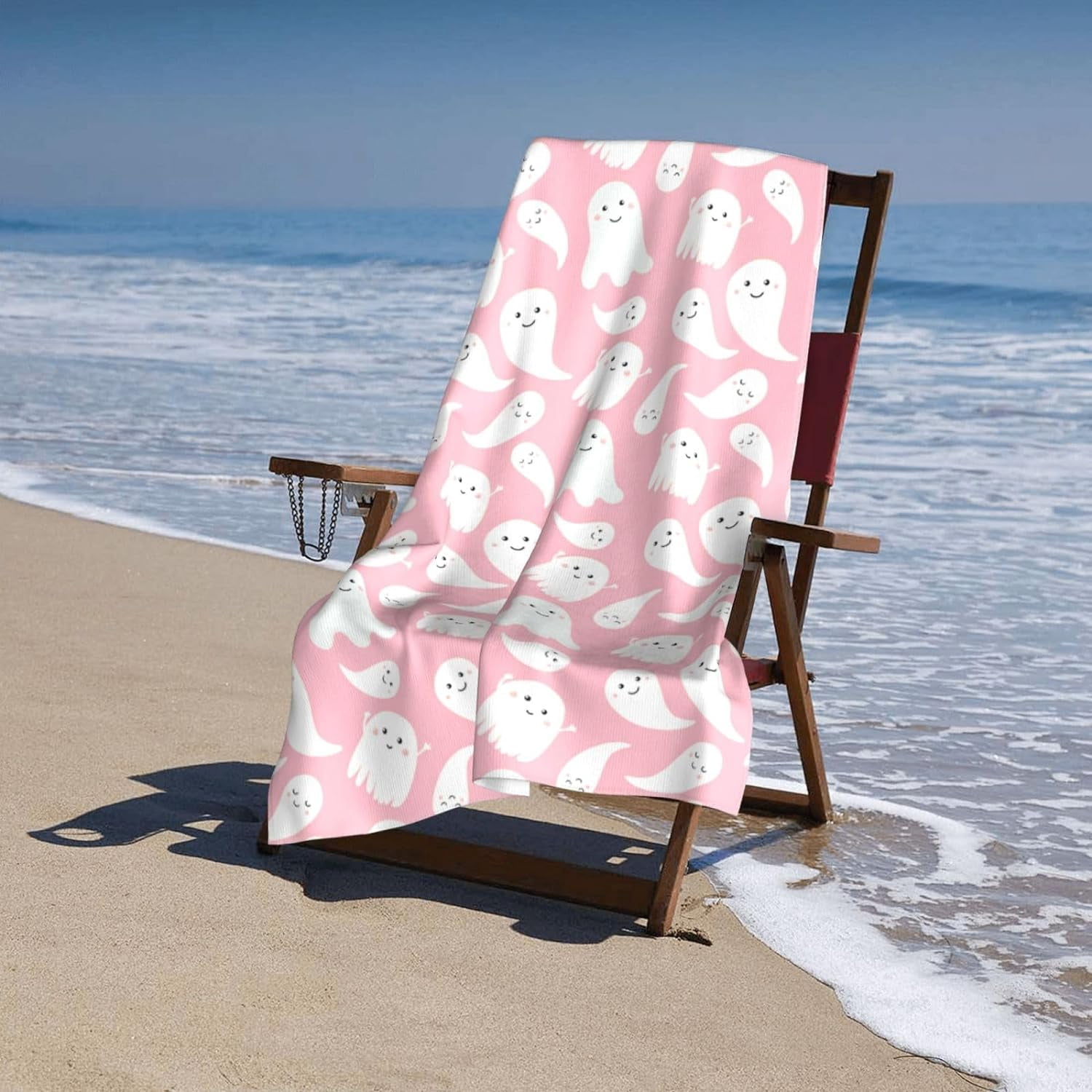 Bath Towel Cute Halloween Pink Color Beach Towels Soft Absorbent Washcloths Quick Dry Luxury Hotel Quality Towelling for Adults Kids Bathroom Spa Gym Swimming 31.5 x 51.2 Inch Oversized