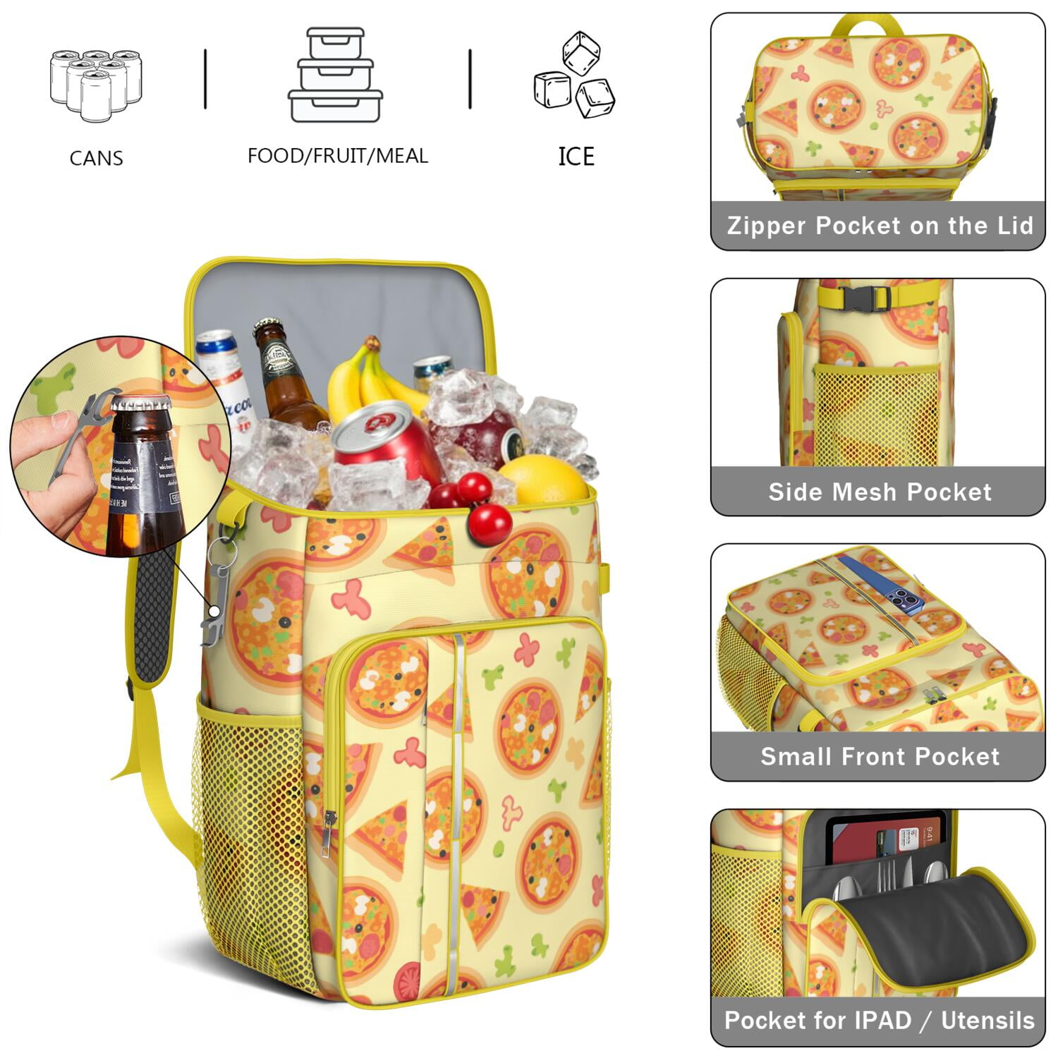 Pizza Cooler Backpack Insulated Waterproof Leak Proof Insulated Cooler Backpack Lightweight Lunch Picnic Camping Backpack Cooler for Office Workers Outdoor Enthusiasts