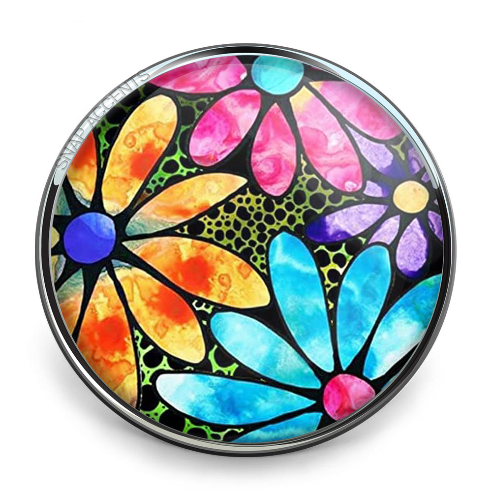Sunflower Snap Jewelry Charm Button - 18MM/20MM Yellow Flower For Custom Necklaces, Bracelets, Keychains - View #2