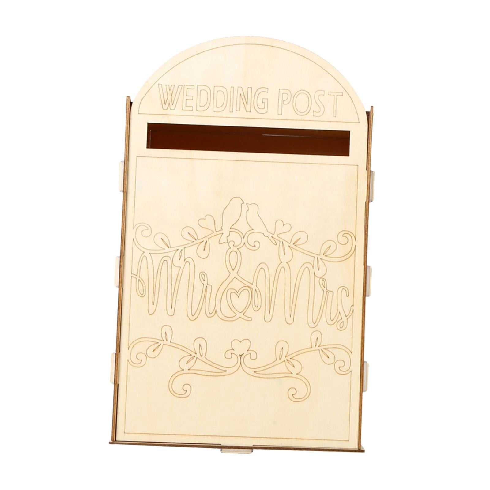 Tachiuwa Wedding Card Box Letterbox Decorative DIY Wood Wedding Decor Unpainted Wedding Post Box Envelope Gift Post Card Box for Party A