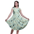 thumbnail image 1 of Bimba Green Horse Animal Women Casual Sleeveless Floral Print Summer Swing Midi Dress-X-Large, 1 of 6