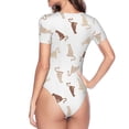 thumbnail image 4 of Daiia Leopard Print print Women's Crew Neck Short Sleeve Bodysuit Fashion Tops Fit Casual Basic Extender Bodysuit-Medium, 4 of 9