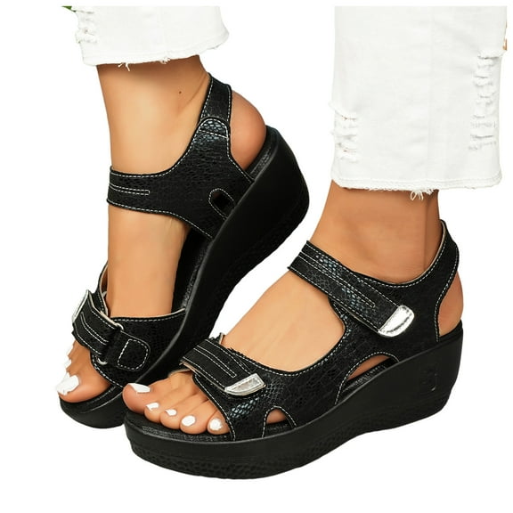 Orthopedic Wedge Walking Sandals for Women 2025 Fashion Snakeskin Arch Support Comfort Platform Dress Sandals