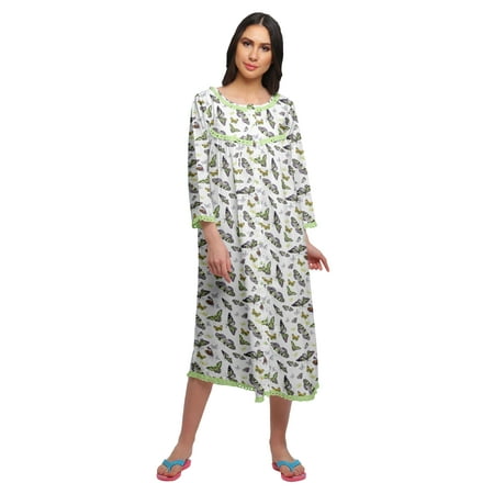 

Moomaya Printed 3/4 Sleeve Nightdress Nursing Cotton Sleepwear For Women