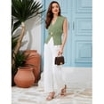 thumbnail image 4 of PUWEI Women's V Neck Vest Top Single Button Sleeveless Summer Knit Vest Pullover Tank Top, 4 of 7