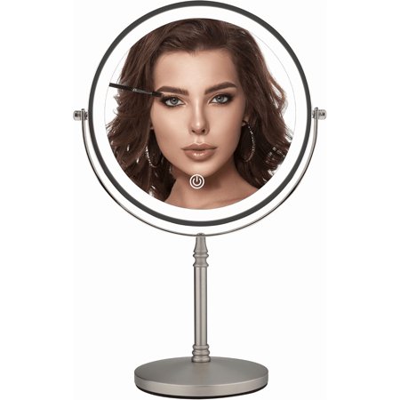 10X Magnifying Makeup Mirror Double Sided 1X & 10X Magnifying Mirror with Stand Tabletop Magnified Vanity Mirror with 360°Rotation for Bathroom or Bedroom 8 Inch