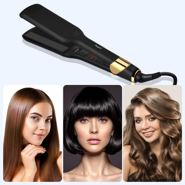 CkeyiN Professional Hair Straightener 2 in 1 Ceramic Flat Iron for  Straightening Curling Hair Styling Tool,13-Speed Digital Display 55MM Wide  Plate