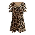 thumbnail image 2 of Pntutb Womens Summer Short Sleevesｖ-Neck Zipper Leopard Hollow Out T-Shirt Blouse Tops, 2 of 4