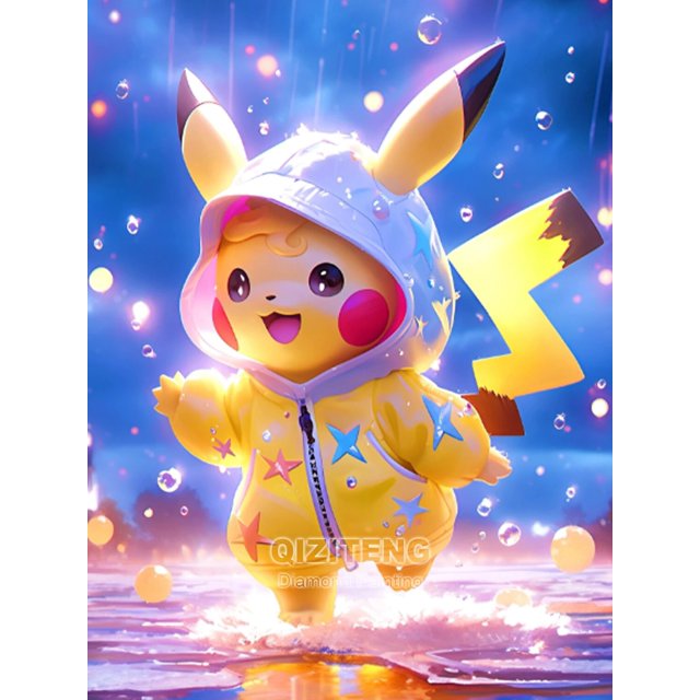 Pintura de diamantes 5D DIY Anime Pikachu, mosaico de diamantes redondos completos, bordado de Pokémon, punto de cruz, decoración del hogar, regalo para niños