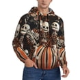 thumbnail image 2 of Uemuo Whimsical Halloween Skeletons Pattern Men's Hoodie - Casual Pullover Hoodie with Kangaroo Pocket, Stylish Hooded Sweatshirt for Everyday Wear-X-Large, 2 of 7