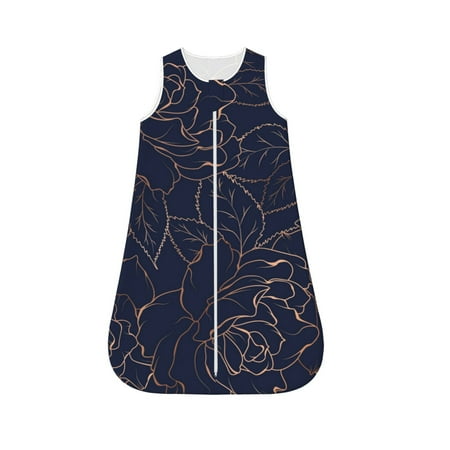 

Fotbe Copper-Gold Gloss Outline Navy Dark Blue Pattern Sleep Sack - Baby Wearable Blanket with Zipper Extra Soft Cotton Sleeveless Sleeping Bag for Infants-X-Large