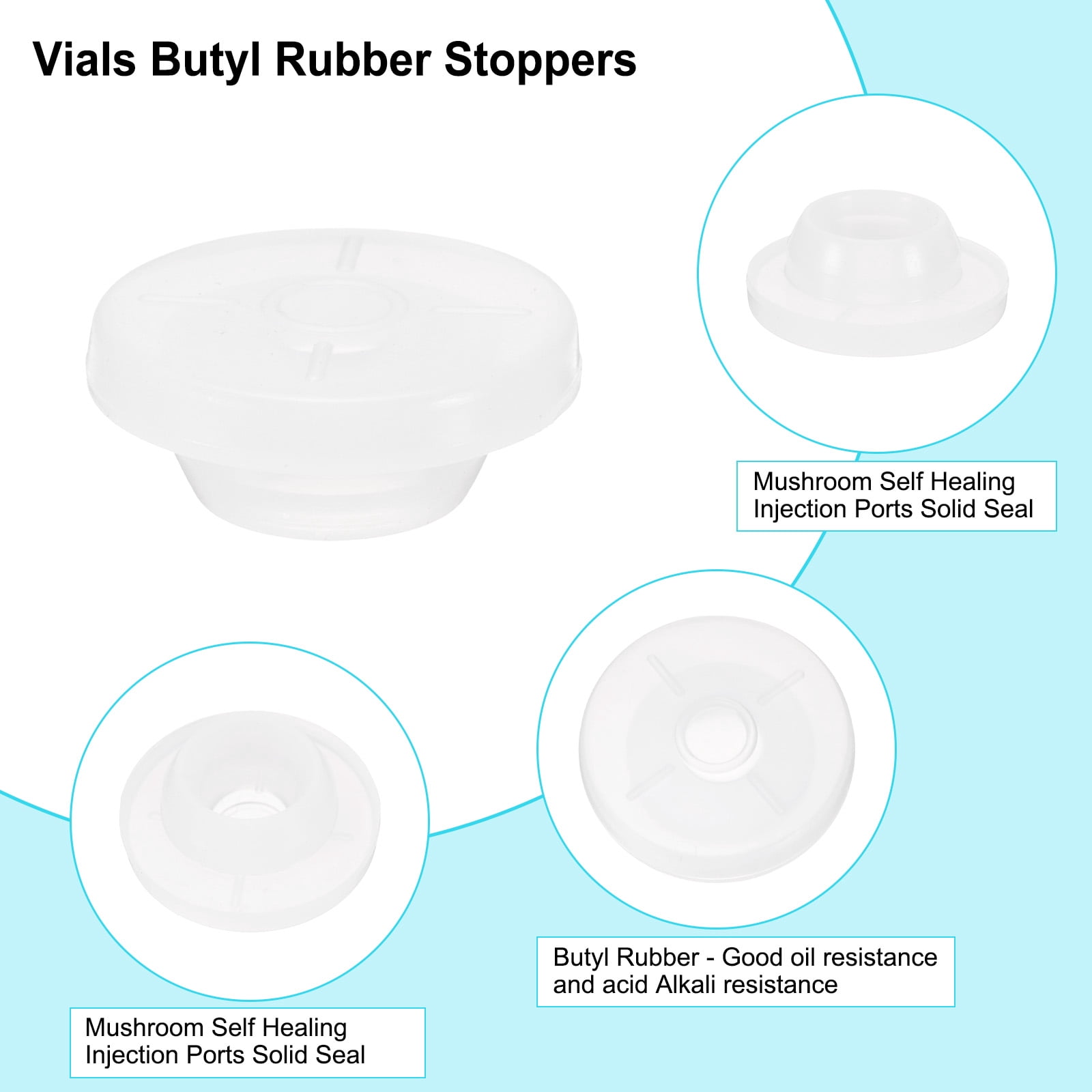 Unique Bargains Vials Rubber Stoppers Silicone Bottle Stopper Injection 12mm/0.5" White