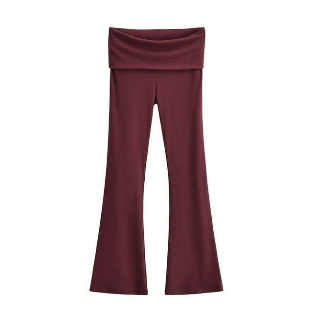 FAIWAD Pantalon Évasé Décontracté pour Femme, Taille Haute avec Ceinture Rabattable, Coupe Bootcut, Extensible, Legging d'Entraînement