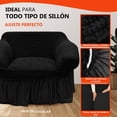 thumbnail image 3 of LABBA Fundas Elásticas para Sillones con Olanes, Juego de 3 Piezas, para Sofá Individual/Love Seat/Tres Plazas Color Negro, 3 of 5