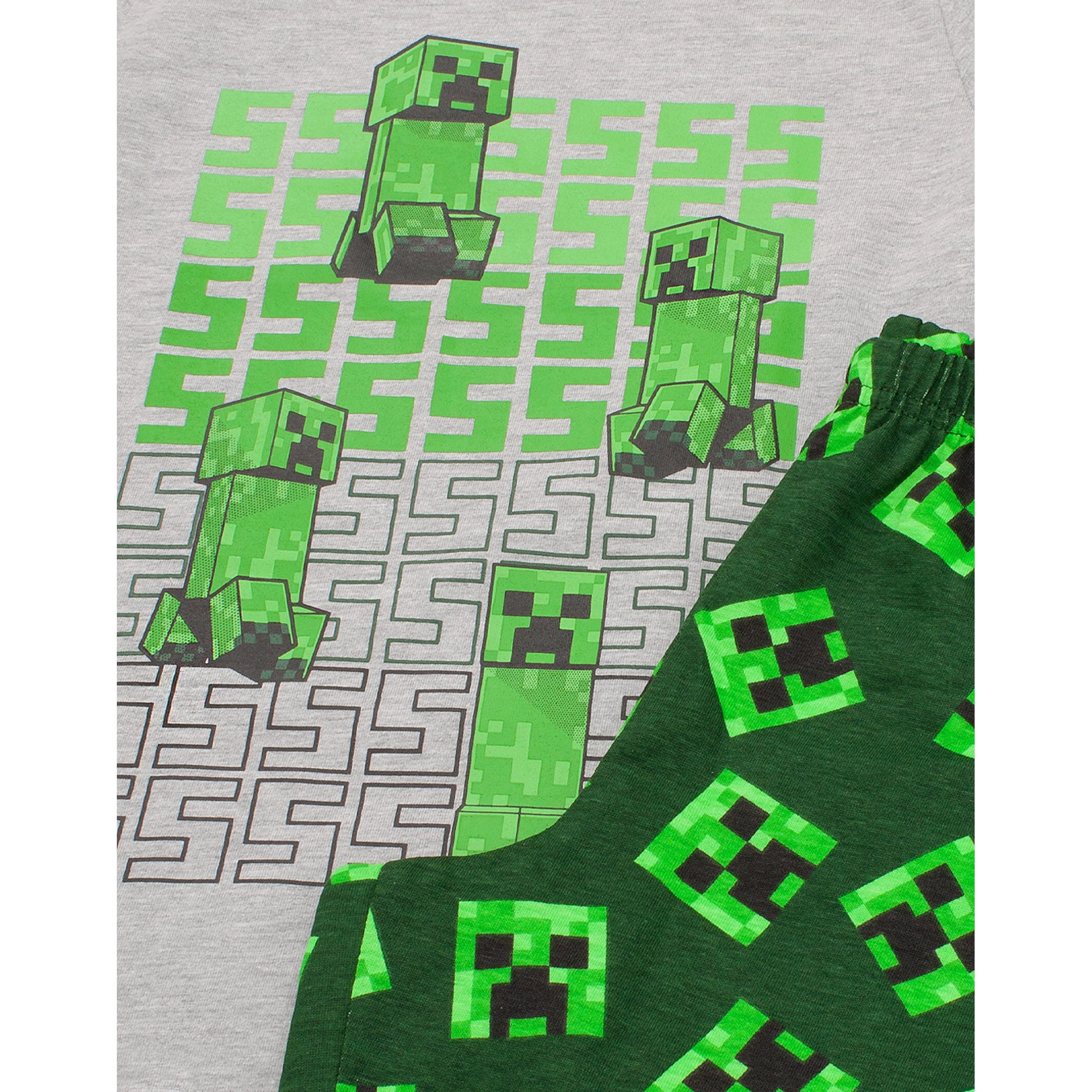 Pyjama imprimé en jersey de coton - Vert ancien/Minecraft - ENFANT | H&M FR