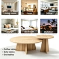 thumbnail image 6 of PUKNLY Round Nesting Coffee Table Set of 2, Modern Circle End Table Set, Mid Century Wooden Accent Tables, Small Side Table for Living Room Bedroom Balcony Office, Flexible Use, Space-Saving,Natural, 6 of 7