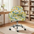 thumbnail image 2 of ZIATUBLES Daisy Painting Curved Back Chair Slipcover Stretchable Kitchen Dining Chair Cover Removable Contoured Swivel Accent Chair Protector for Dining Living Room, 2 of 7