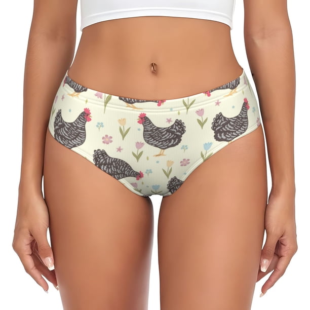 Balery Funny Chicken Ropa Interior de Algodón para Mujer con Dibujo – Braguitas Cómodas y Elásticas, Estilo Clásico-4X-Large
