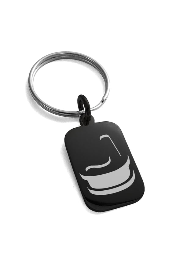 Stainless Steel Letter J Initial 3D Monogram Engraved Small Rectangle Dog Tag Charm Keychain Keyring