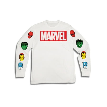 Men's Disney Marvel Super Hero Movies Spider Man Iron Man Captain America Hulk Long Sleeve Graphic T (Best Friend Superhero Shirts)