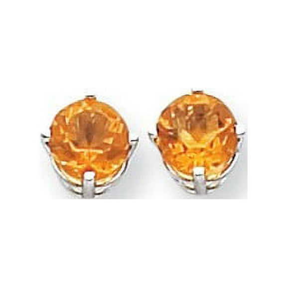 Primal Gold 14 Karat White Gold 6mm Citrine Earrings