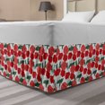 thumbnail image 1 of Poppy Bed Skirt, Composition with Blossoming Flowers of Spring Season Hand Drawn Pattern, Elastic Bedskirt Dust Ruffle Wrap Around for Bedding Decor, 4 Sizes, Coral Vermilion Green, by Ambesonne, 1 of 2
