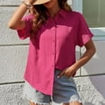 thumbnail image 4 of Annhoo Button down Shirts for Women V Neck Collared Summer Short Sleeve Tops Plain Casual Trendy Basic Blouses, 4 of 8