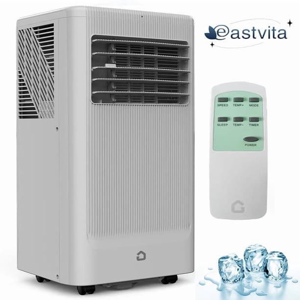 Aire acondicionado portátil de 8000 BTU con ventilador y función deshumidificadora, adecuado para habitaciones de 350 pies cuadrados