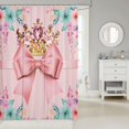 thumbnail image 2 of Manfei Pink Coquette Bow Shower Curtain 72Wx78L,Colorful Crown Floral Bath Curtain, 2 of 5